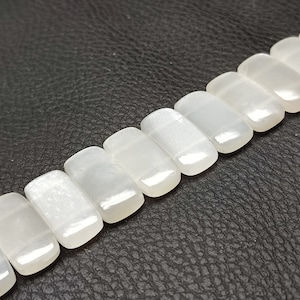 Vita månstensbrioletpärlor: Dubbelborrad ädelstenssträng (10 st, 10x20x5MM)