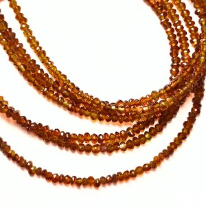 Citrine Rondelle Beads: 3mm Faceted Gemstone Strand