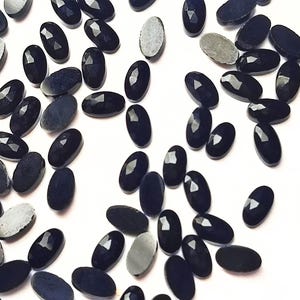 30 Pcs. Black Onyx Faceted Oval Shape Cabochon, Size 4*7 MM, Semi Precious Gems for Jewelry Making
