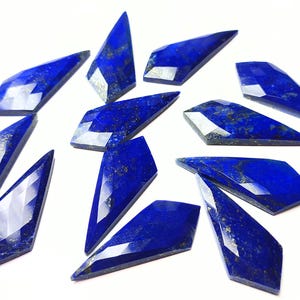 Lapis Lazuli Faceted Long Quadrilateral Cabochon, 17x40MM, 4 Pcs Lot, Semi Precious Gemstones for Jewelry Making