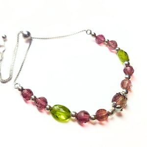 Natural Tourmaline Faceted Rondelle Beads Bracelet, 10&quot; Length Bracelet, Unique Gift for Her, Unique Gift for Him