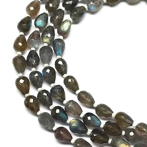AAA Grade Labradorite Straight Drilled Tear Drops Faceted Briolette Beads, Size 5*7 mm, 6&quot; Strand Length, Superb for earrings