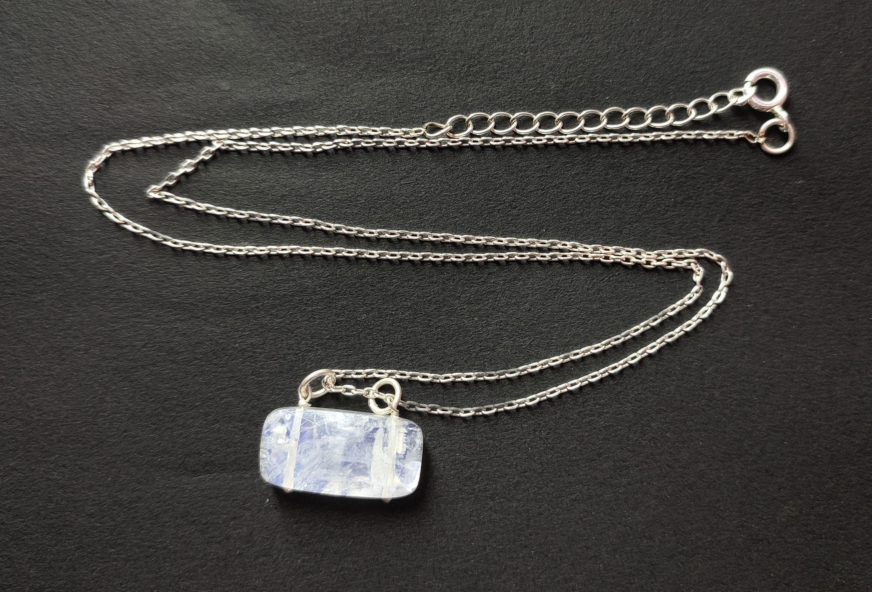 catena in argento sterling, pietra preziosa di fuoco blu - Collane