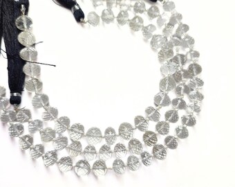 Cuentas redondas facetadas de cuarzo transparente: tira de piedras preciosas de 7 mm (tira de 15 cm)