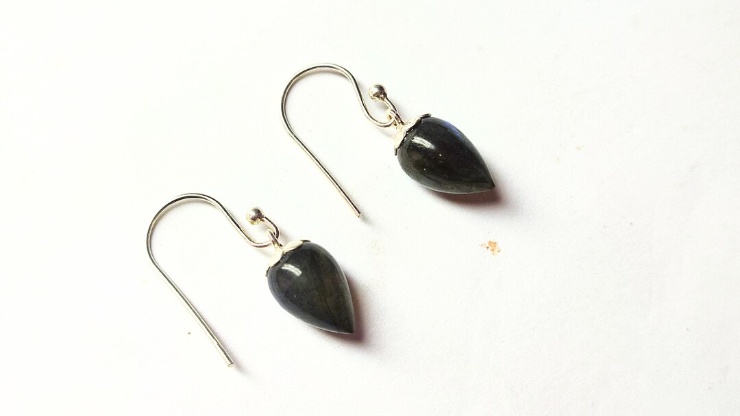 Orecchini A Goccia In Labradorite Qualità AA | Argento 925 – 3 Cm - 3