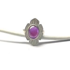 Handmade 925 Sterling Silver Ring: Pink Imitation Gemstone Statement Ring