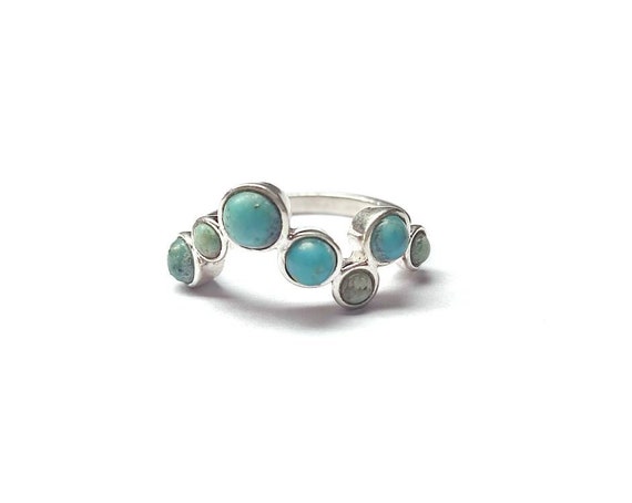 Anello Turchese Rotondo Lunare Da 5,9 Mm Fascia Alla Moda