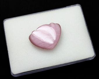 Cabujón de corazón de Monalisa rosa: piedra preciosa pulida y lisa, 32 x 25 mm