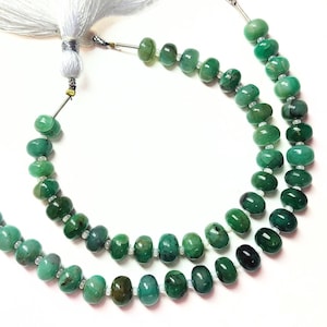 Raw Emerald Smooth Polished Rondelle Beads, Size 7MM, 6 Inches Strand Length, Semi Precious Gemstone for Jewelry Making