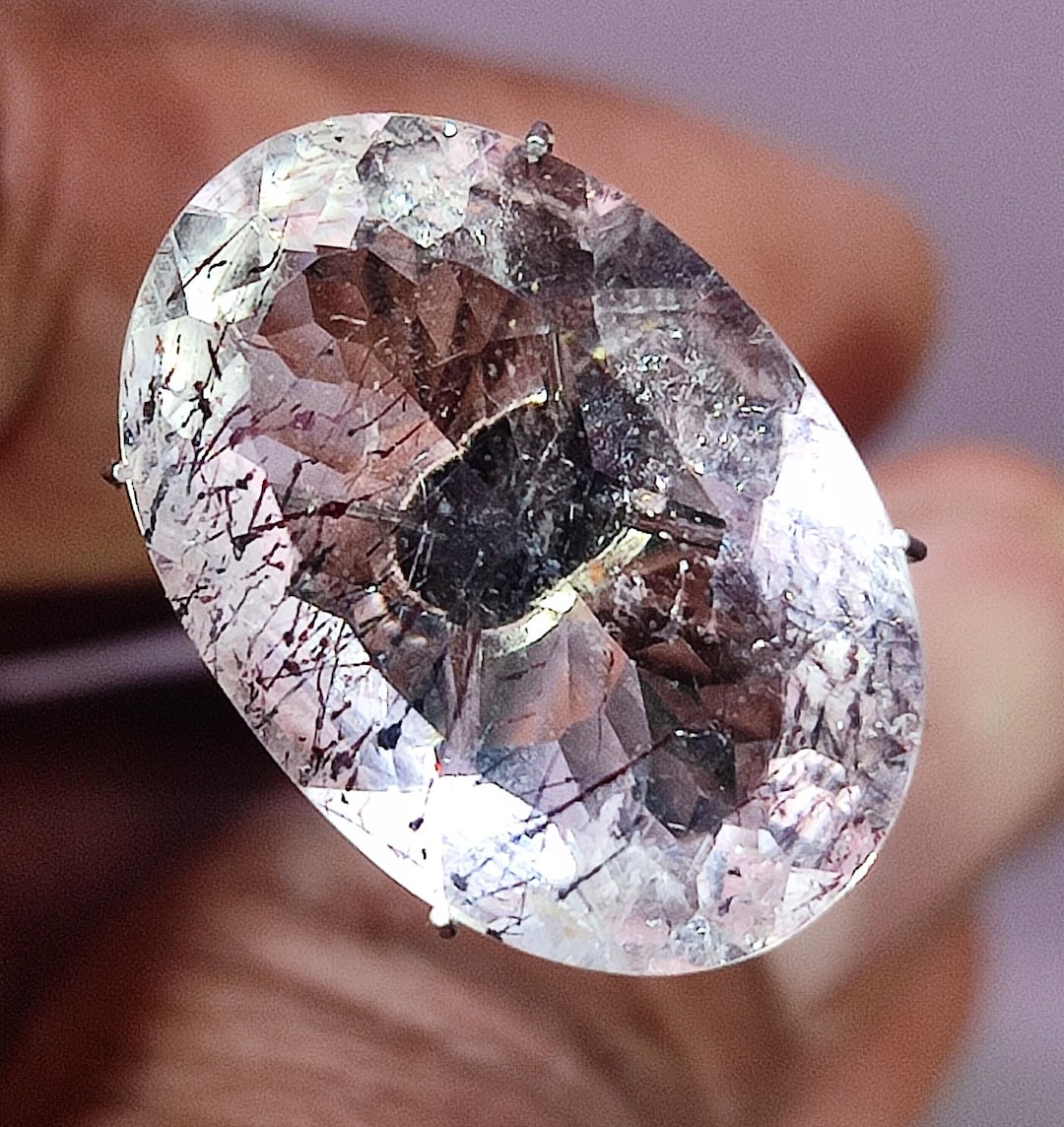 Lepidocrocite Super Seven Quartz Gemstone: Faceted Oval Step Cut ...
