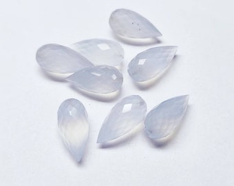 AAA Grade Aqua Chalcedony Perfectly Matched Pairs Teardrop Faceted Briolette Beads. Size 9x16MM, Gems for Making Jewelry .