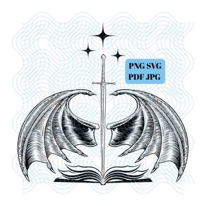 A Court of Thorns and Roses Inspired Book Sword Stars Wings, svg, png, jpeg, pdf, Instant Download, ACOTAR, Night Court, Bat Boys, Rhysand
