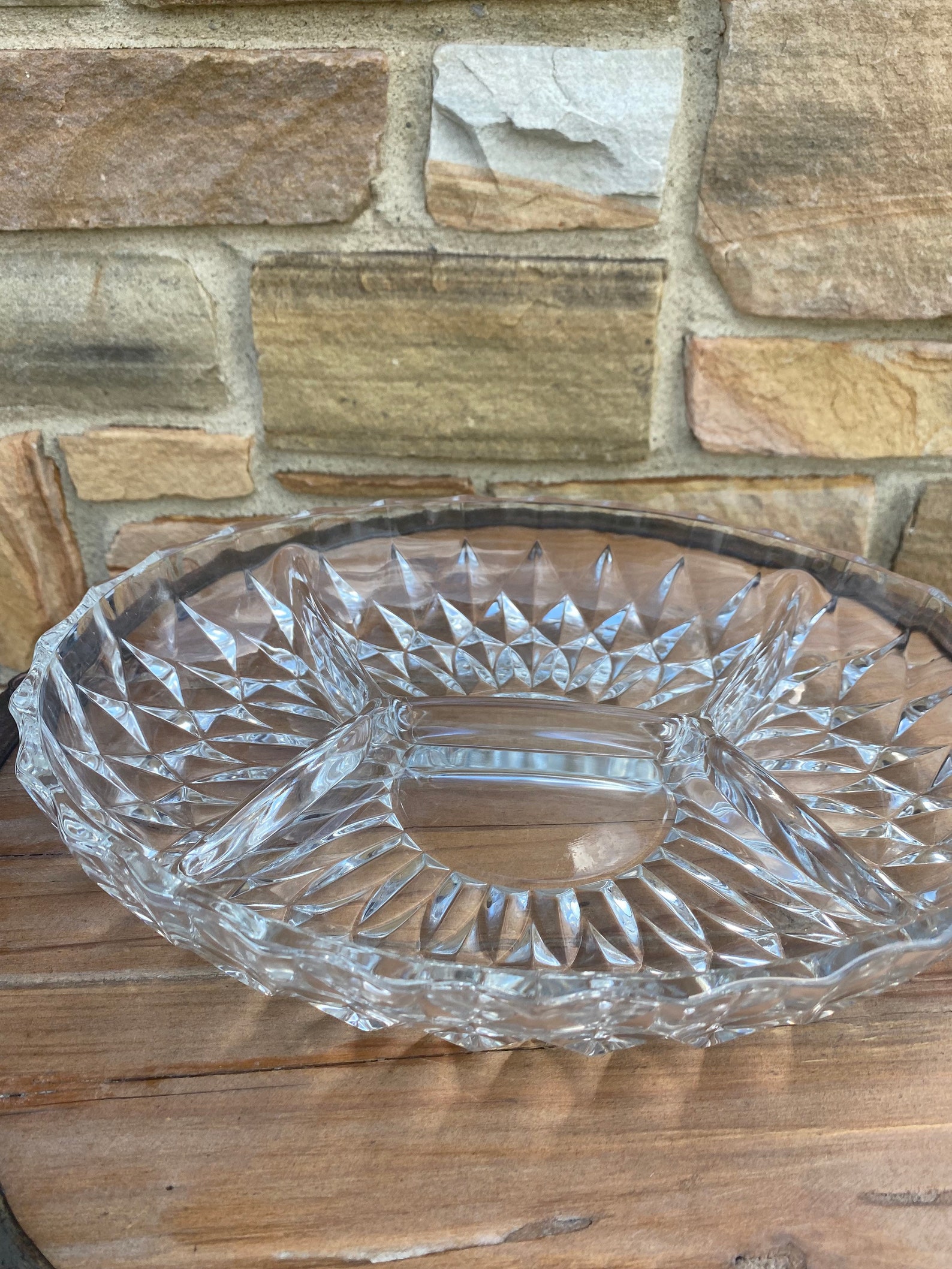 Vintage Oval Crystal Serving Tray Etsy UK