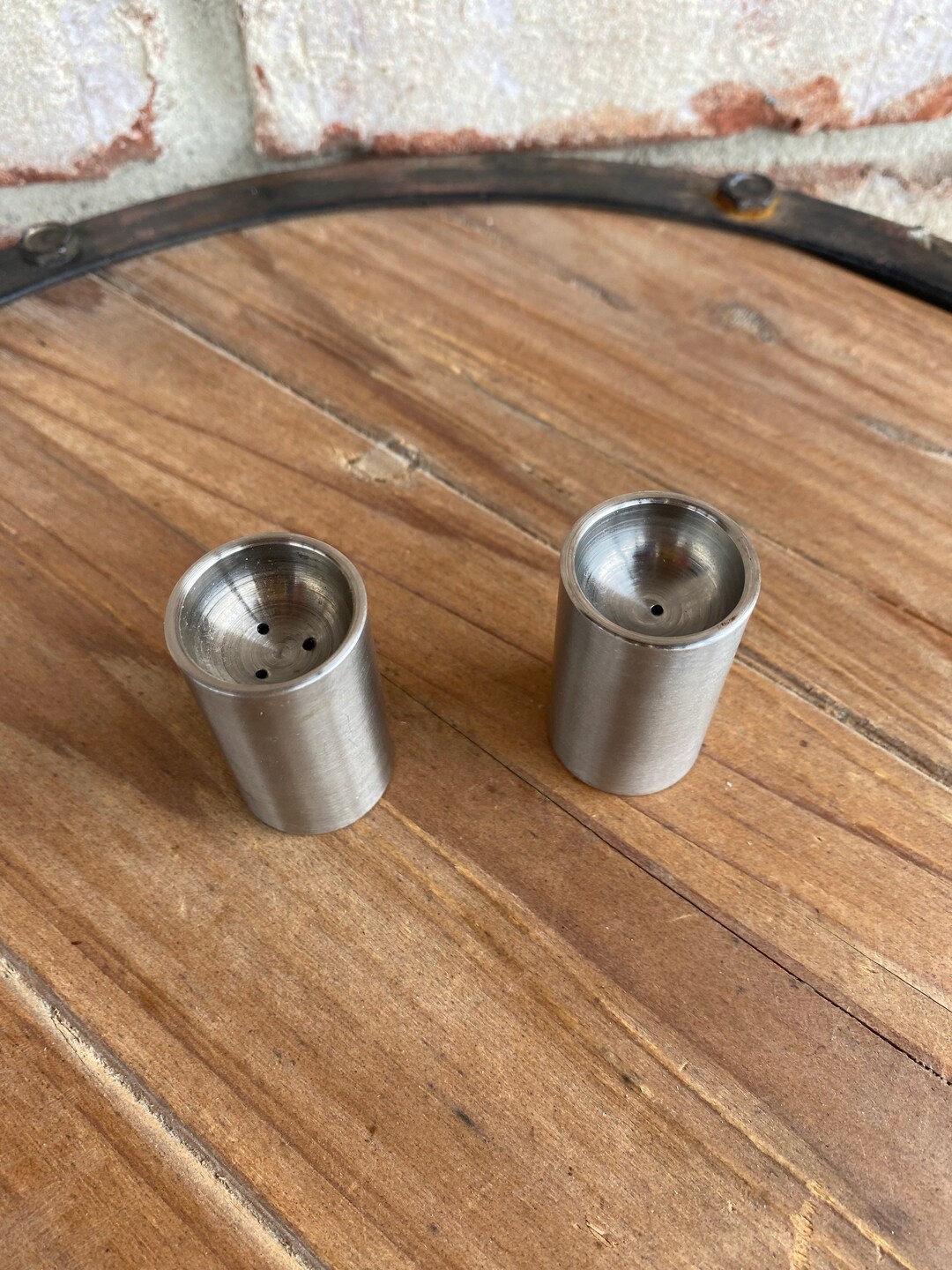 Vintage Stainless Steal Tiny Salt and Pepper Shaker Set Etsy