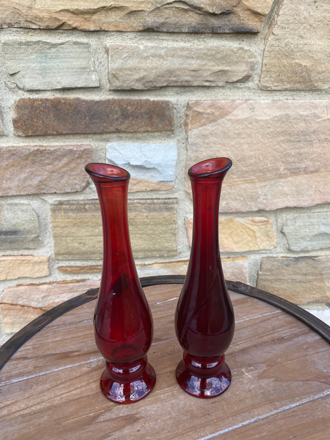 Vintage Set Of 2 Avon Ruby Red Bud Vases/ Wedding Decor Etsy
