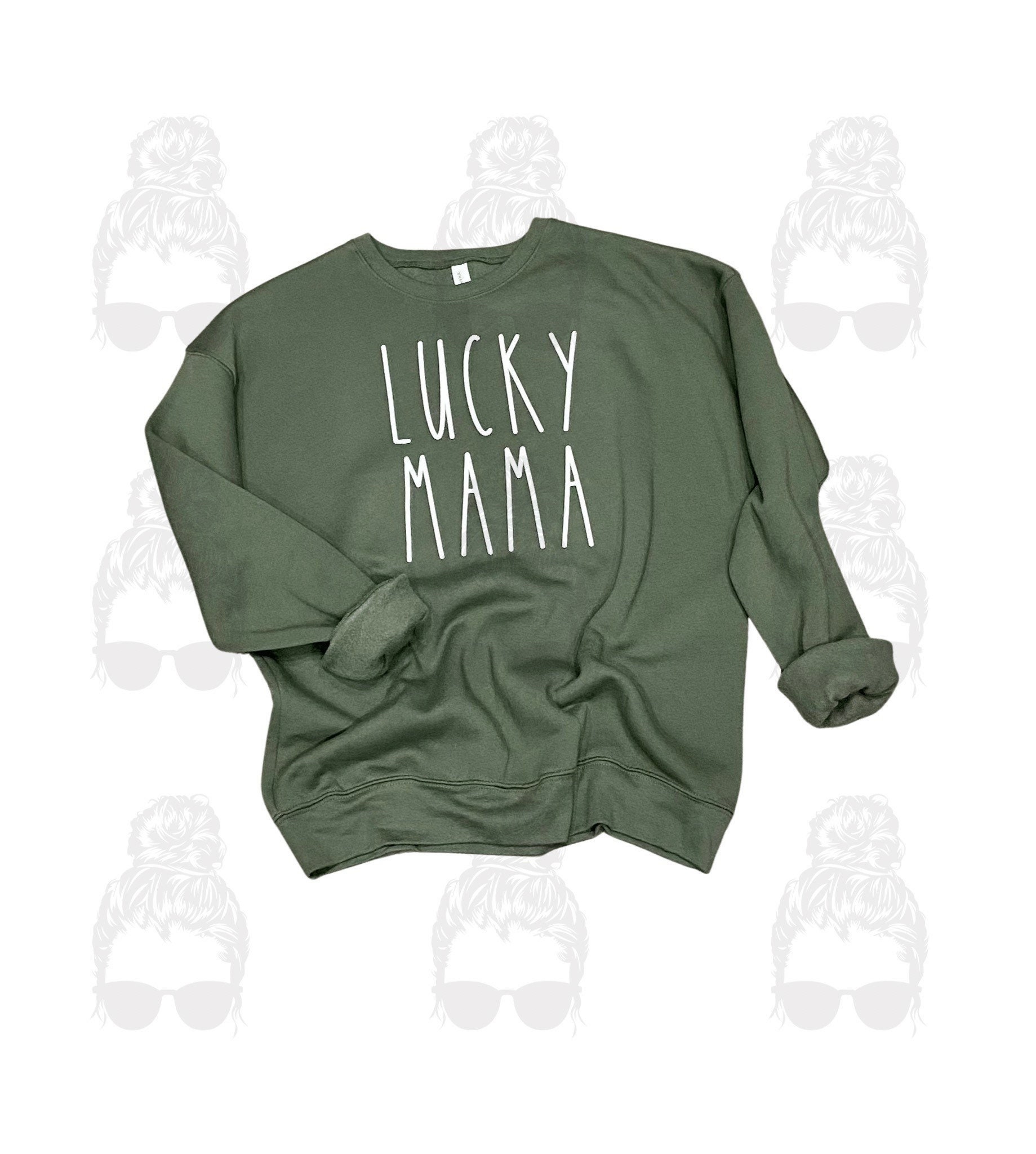 One Lucky Mama St Patricks Day Gift Green Mom Light Sweatshirt