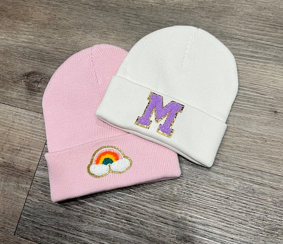 Letter Patch Beanie|Personalized Beanie|Chenille Patch Beanie|Glitter Patch|Alphabet|Monogram|Monogrammed Beanie|Youth Hat|Baby Hat|Retro