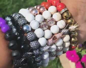 Colección de pulseras con cuentas reales