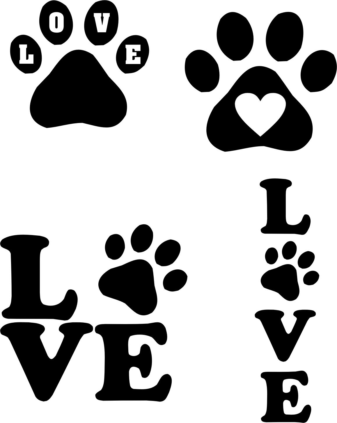 Love Paw Print Svg JPEG PNG Vector Files for Silhouette | Etsy