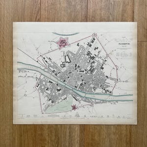 Dated 1835 - Genuine Antique SDUK Map Plan of Florence Firenze Italy Italia Steel Engraving