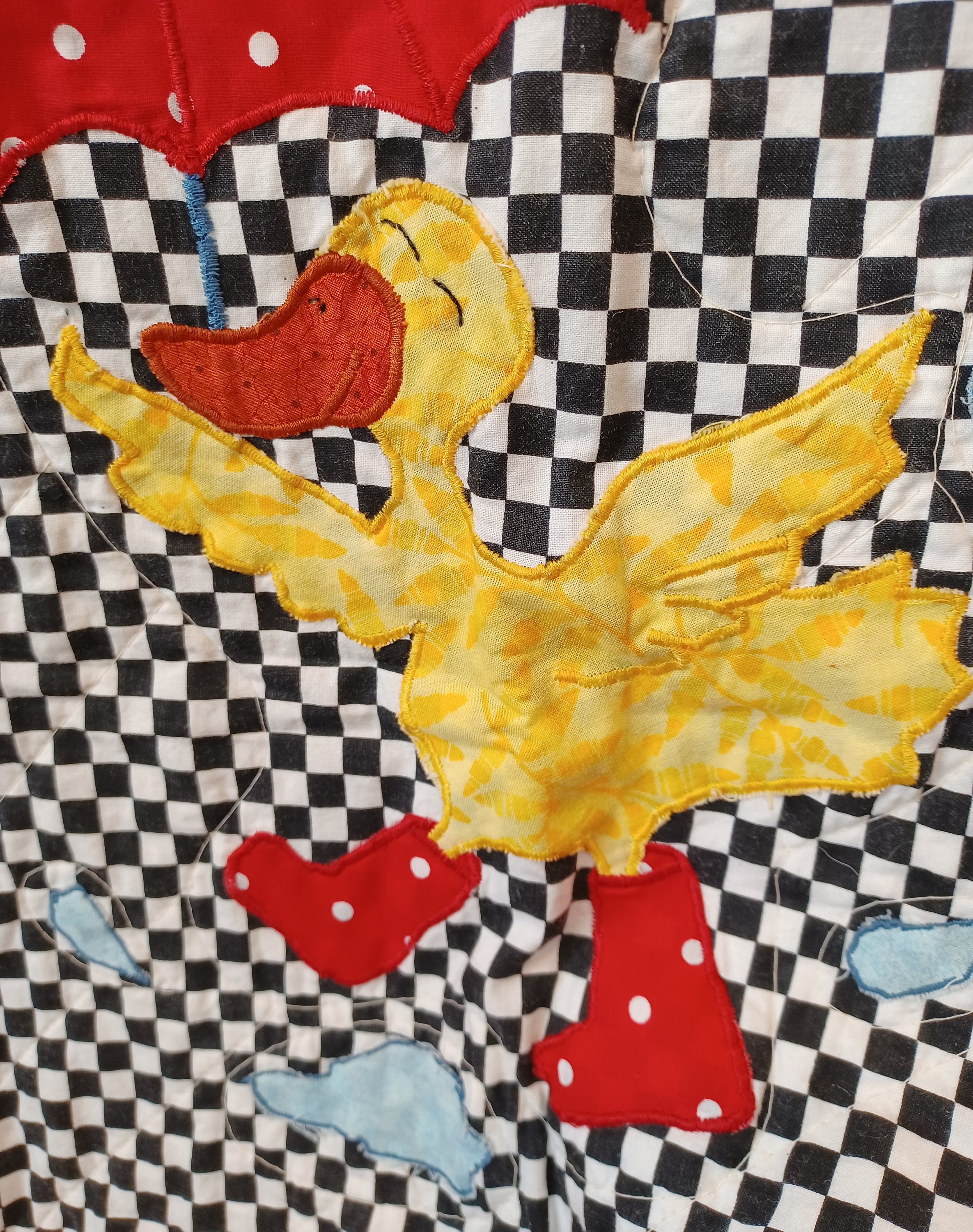 Happy Duck Quilt Handmade Small Size Custom Monogram Available