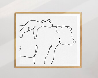 Bear Line Drawing Etsy