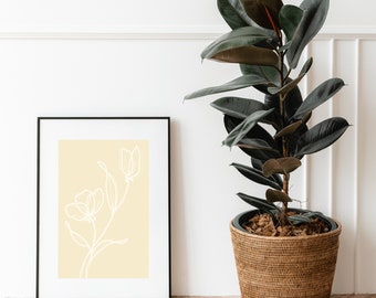 Minimale Boho Simple Line Flower Art Printable - Boho Floral Wall Art Print