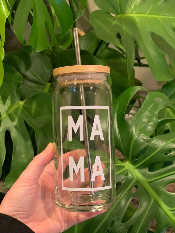 Beer Can Glass - MAMA Coffee | Coffee Glass | Soda Can Glass | Beer Can  Glass w/ Lid | Gifts for her / Mom |Gifts under 20 | Beer Can Drink