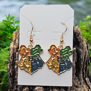 Earrings, H-P inspired house crest