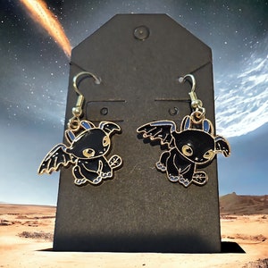 Earrings, Black Dragon