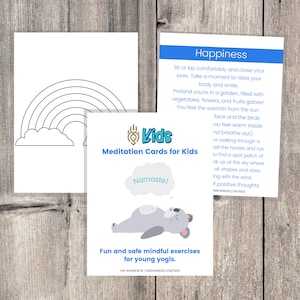 Tarjetas de meditación para niños / Ejercicios conscientes divertidos y seguros para jóvenes yoguis / Tarjetas de yoga para niños / Atención plena / Meditación para niños