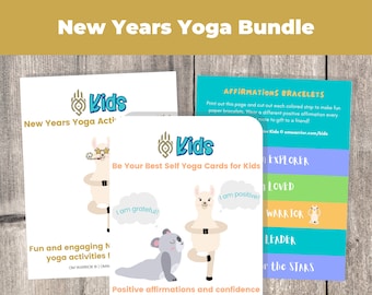 New Years Yoga Bundle for Kids | Fun and Engaging New Years themed Yoga Activities and Yoga Cards for Young Yogi's | Games for Kids