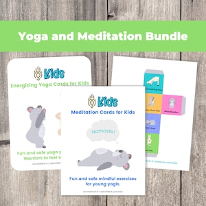 Paquete de yoga y meditación para niños / Posturas de yoga divertidas y seguras para jóvenes yoguis / Tarjetas de yoga para niños / Tarjetas de atención plena / Yoga para niños