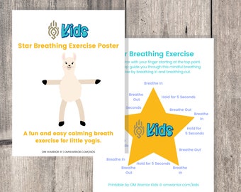 Star Breathing Exercise Poster  | Mindfulness | Kids Yoga | Positive Mindset | Self Love | Breathe In Breathe Out