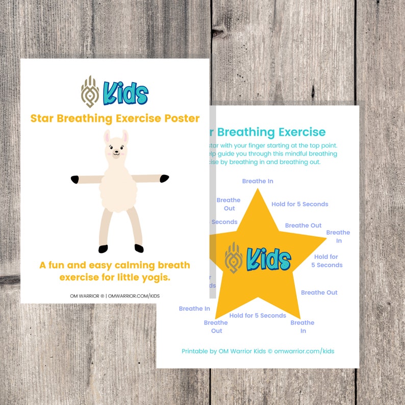 Star Breathing Exercise Poster Mindfulness Kids Yoga Positive Mindset Self Love Breathe In Breathe Out image 1