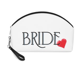 Bride Makeup Bag - Travel Cosmetic Pouch, Engagement Gift Her, Wedding Gift, Bridal Shower, Mrs Makeup Bag