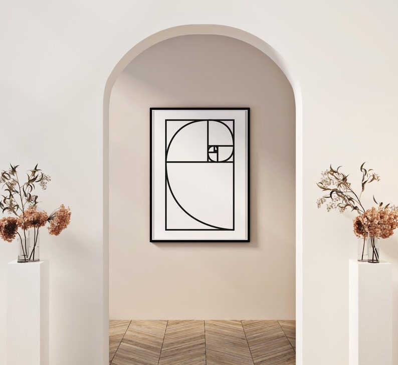 Golden Ratio Fibonacci Printable, Line Art Printable Scandinavian Print ...
