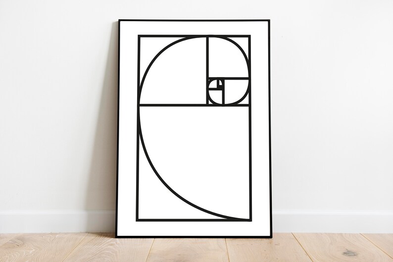 Golden Ratio Fibonacci Printable, Line Art Printable Scandinavian Print ...