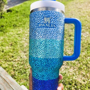 Bling Dazzled Blue Stanley Cup 40oz Bedazzled Rhinestone Tumbler with Handle Crystal Quencher Gift for Her Sparkle Crystal Mug Birthday Gift