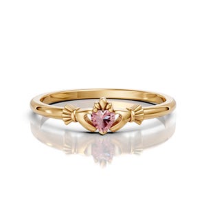 Morganite Claddagh Wedding Ring Celtic Knot Unique Heart Shape Proposal Ring Claddagh Art Deco Engagement Love Ring Irish Crown Ring Women