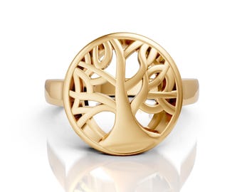 Tree of Life Engraved Tree Ring in Sterling Silver Lace Ring Stackable Ring Midi Ring Filigree Ring Popular Tree Ring Nature Statement Ring
