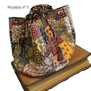 Sac de riz japonais fait main couture lente Sashiko pièce unique cadeau rare