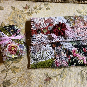 Pochette art textile patchwork  piqué libre