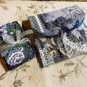Pochette art textile patchwork  piqué libre