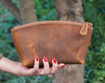 Custom Leather Cosmetic Bag, Handmade Cosmetic Bags, Leather Makeup Bags, Toiletry Bags, Travel Bags, Leather Travel Bag