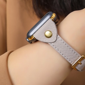 Correa delgada de cuero para Apple Watch 38mm 40mm 42mm 44mm, iWatch Band para mujeres, Apple Watch Strap Series SE 7 6 5 4 3 2 1, Regalo hecho a mano
