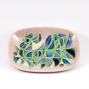 Vintage Israeli Handmade Studio Pottery Art Avraham Gofer Decorative Hanging Plate