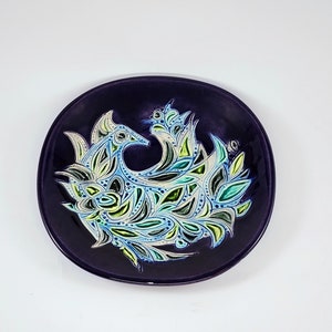 Vintage Israeli Handmade Studio Pottery Art Avraham Gofer Decorative Hanging Plate
