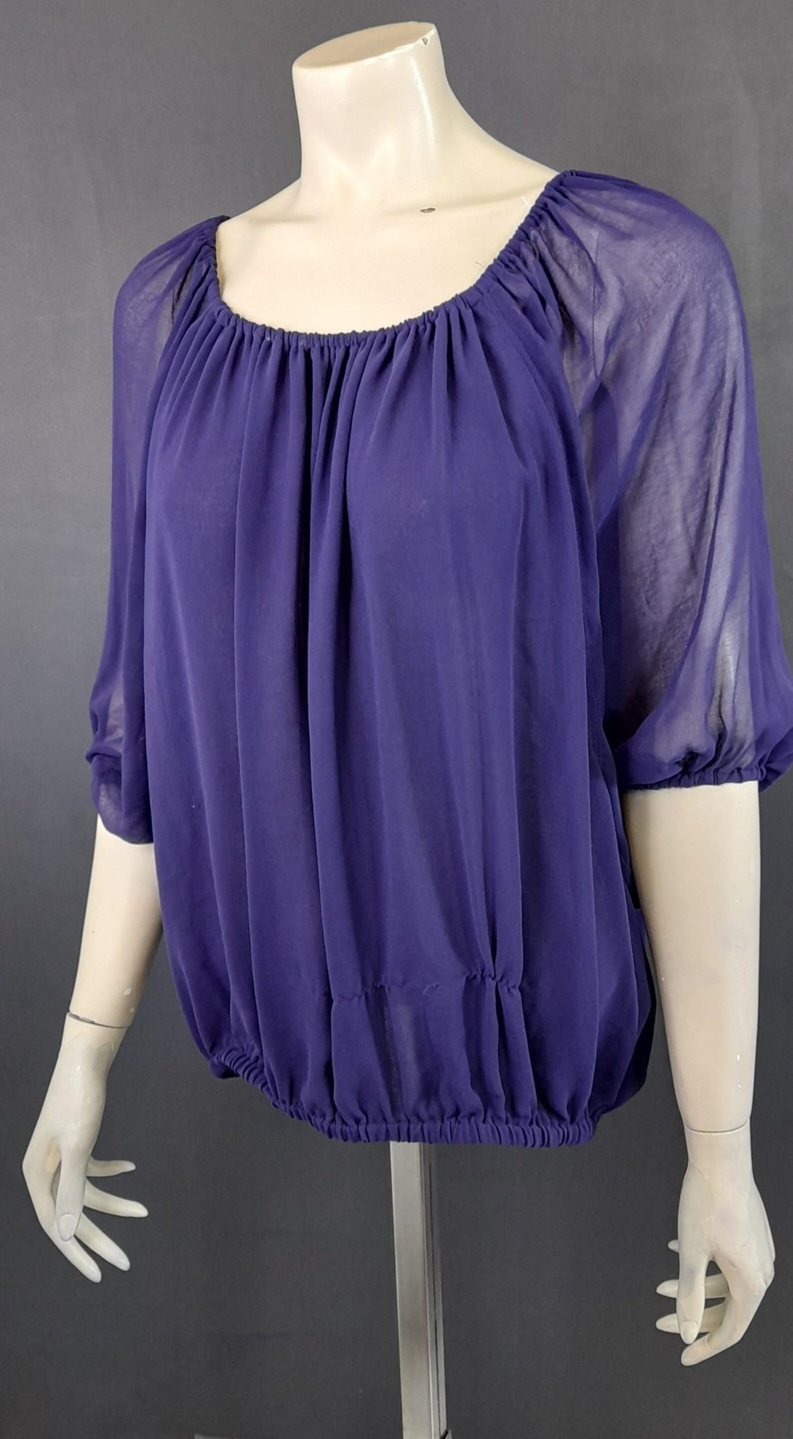 Navy Blue Elastic Waist Blousan Top for Women RoyaumeUni 10 Etsy