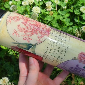 Victorian Spring: Creative Journaling Inspired Water Bottle, 22oz, Double Walled, Portable Handle